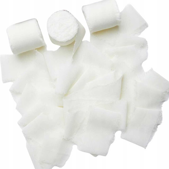 3 darab sifon szalagkészlet, fehér, 4cmx5m, esküvői csokrokhoz, autódekorációhoz, ajándékcsomagoláshoz