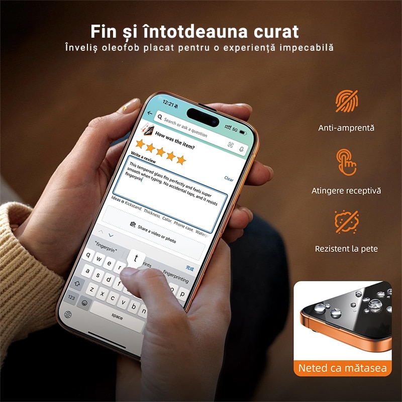 Folie de Protectie Pentru Telefon Mobil, Protector de Ecran Rezistent la Spargere de Calitate Militara Pentru iPhone 17, MOGU® Protectie Profesionala Ecran 3D, Acoperire Completa, Anti Zgarieturi, Ultra HD, Transparent