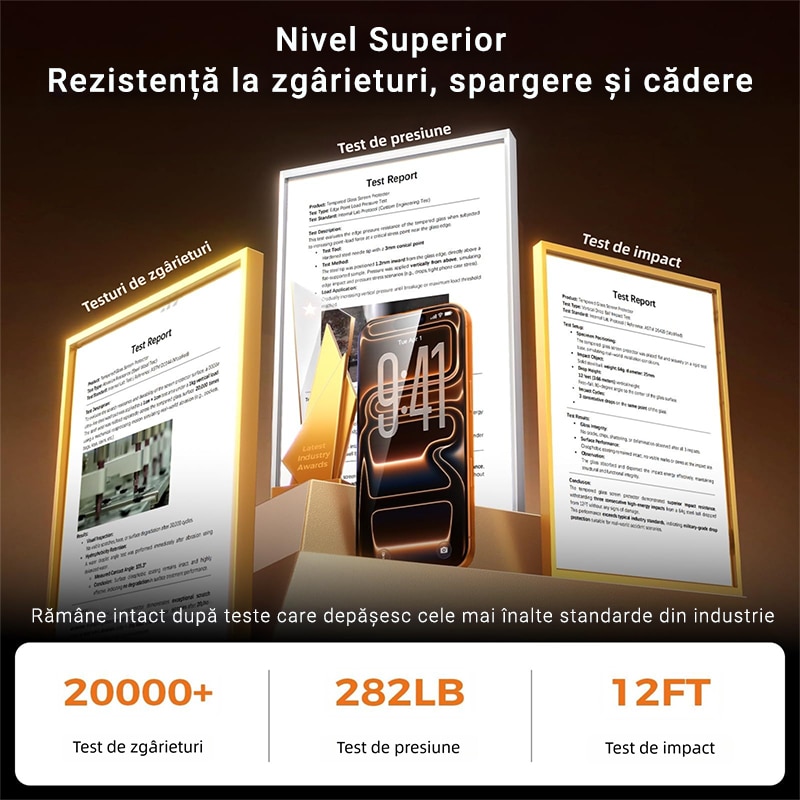 Folie de Protectie Pentru Telefon Mobil, Protector de Ecran Rezistent la Spargere de Calitate Militara Pentru iPhone 17, MOGU® Protectie Profesionala Ecran 3D, Acoperire Completa, Anti Zgarieturi, Ultra HD, Transparent
