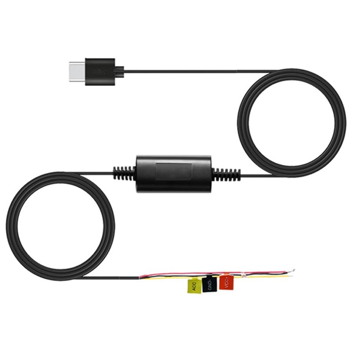 Kit Cablu alimentare si monitorizare miscare, Rqiurpn, monitorizare parcare 24h, USB-C, 12V-30V, pentru Dash Cam 70Mai, Negru