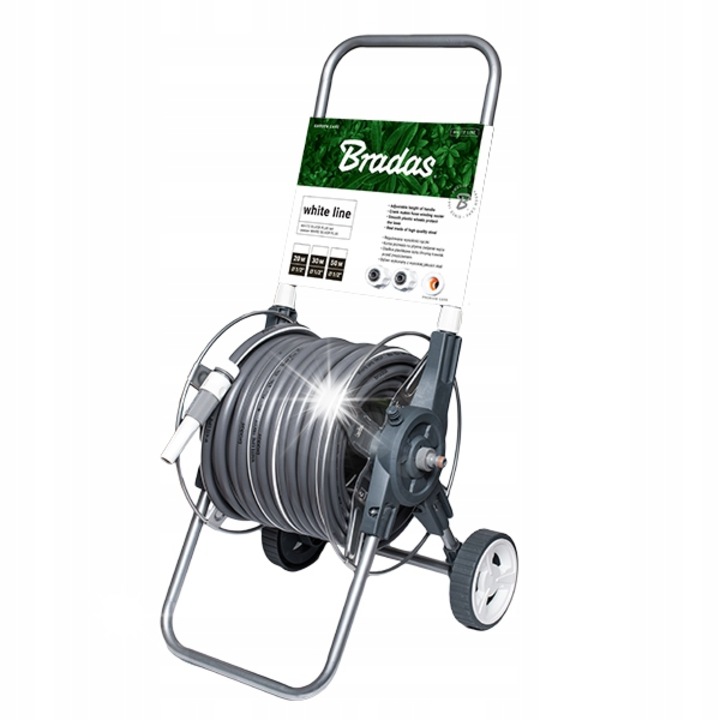 BRADAS WHITE SILVER PLUS szett gurulós gurulós tömlővel és 20 m-es, 1/2''-es kerti tömlővel