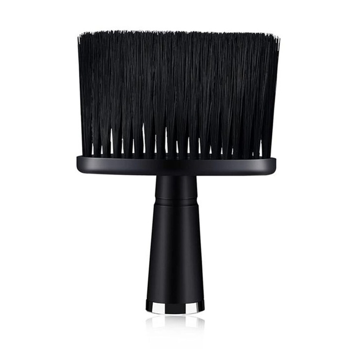 Fodrász tisztító kefe, krómozott ABS fogantyú, nylon sörték, 15x11cm