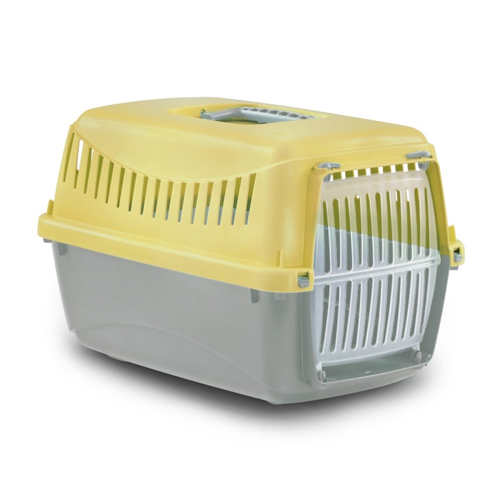 Cusca Transport Pisicute si Catei Mici Mini, Pui, Iepuri Mici, Rozatoare, Plastic Reciclat, Design (XS - cca. 39x26x25h cm) - Sigura, Ventilata & Eco-Friendly