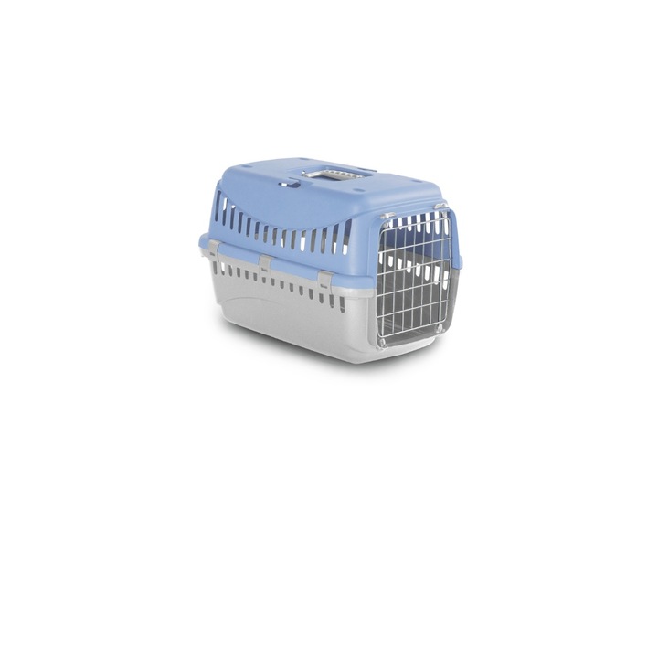 Cusca Transport Pisici, Caini Mici, Pui, Iepuri, Plastic Reciclat cu Usa Metalica, Design (S - cca. 46x31x32h cm) - Sigura, Ventilata & Eco-Friendly