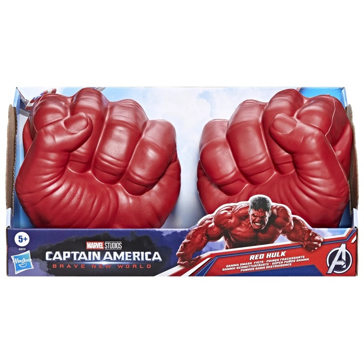 Ръкавици играчка Hasbro Marvel Отмъстителите Червеният Хълк Гама Смаш, вдъхновен дизайн, за деца 5 години+, мека пяна