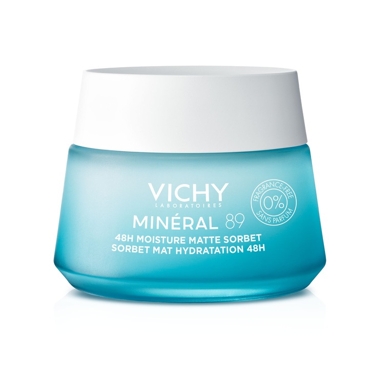 Vichy Mineral 89 Sorbet illatmentes, nem zsíros, 48 órás hidratáló és mattító arckrém, 50 ml