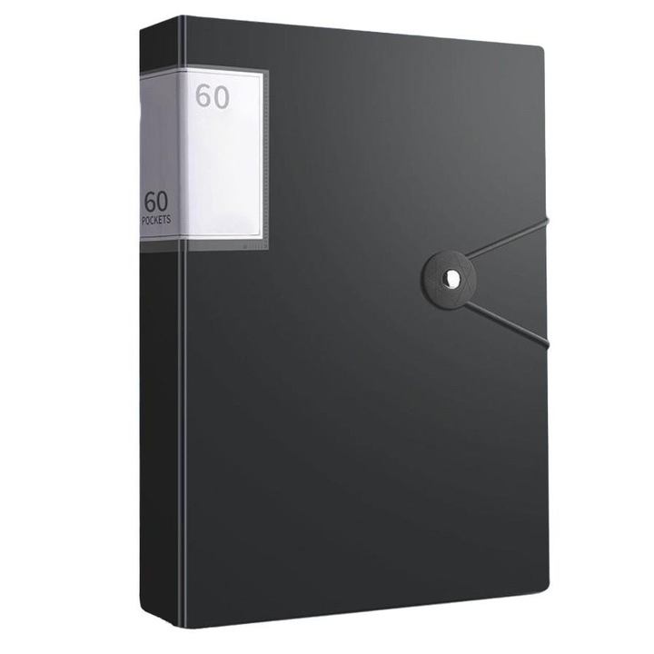 Mapa A4 IFREE cu 60 de folii din plastic, organizare documente, negru, usoara si portabila