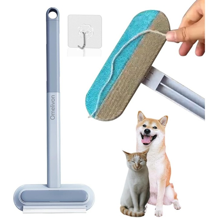 Dispozitiv de indepartare a parului pentru canapea, Omelivon ®，reutilizabila, design flexibil, curatare usoara, lavabil pentru delicat cu mobila, eficient pe covoare, imbracaminte, lenjerie de pat, Perie curatare par animale, gri