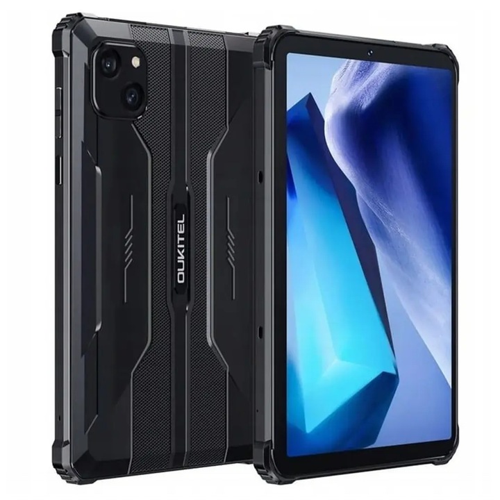 Tableta Oukitel RT3 PRO, Procesor MediaTek G81 Octa-Core, Ecran HD 8", 4GB RAM, 128GB Flash, 16MP + 8MP, 5150mAh, Wi-Fi, Bluetooth, 4G, Dual SIM, Android, Fara Incarcator Negru