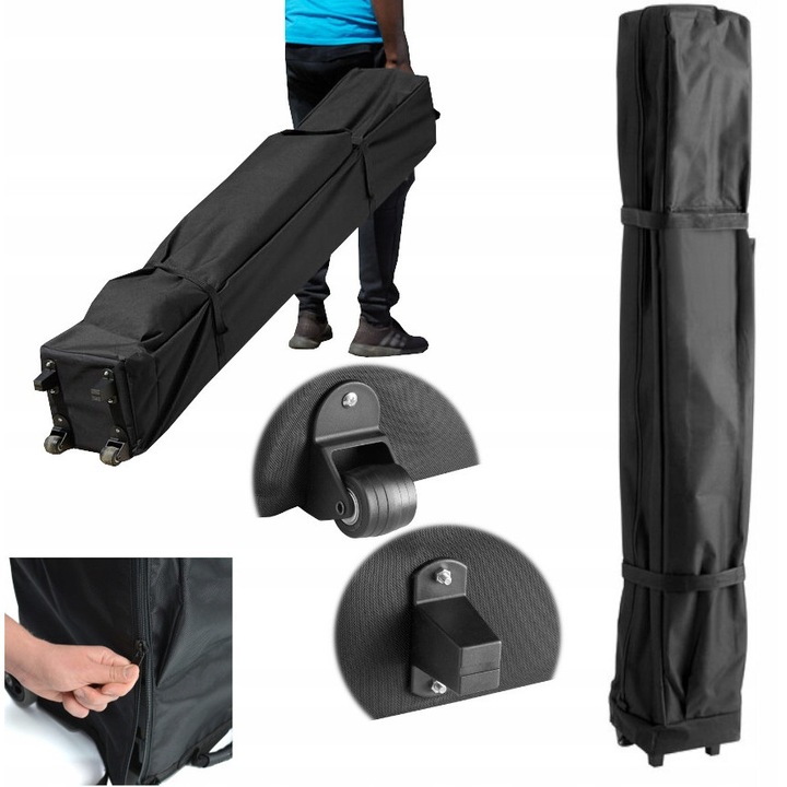 Husa Pentru Cort, Copertina, Material Poliester, Rezistent La Apa, Baza Intarita, Roti Durabile, 158 cm x 49 cm x 40 cm, Negru