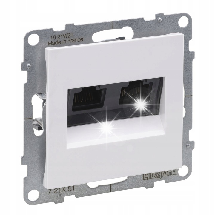 Двоен контакт, 2xRJ45, Legrand, категория 5E, бял, тънък монтаж