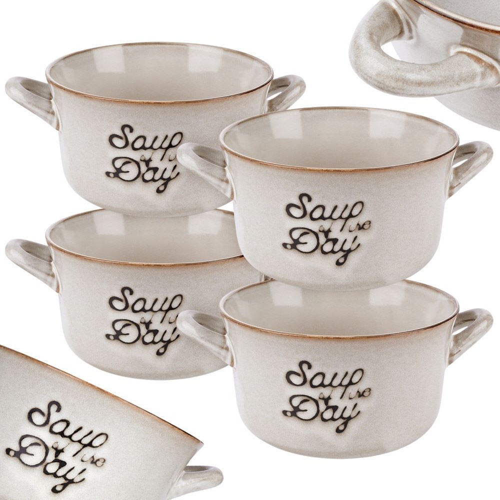 Siaki Collection Set de 4 boluri de ceramică Gri 17x13.5x7.5cm, 600 ml