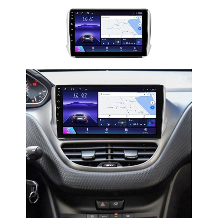 Navigatie Peugeot 208 I (2012-2019) cu Android, 1GB RAM, 16 GB, Ecran IPS 9" 1024 x 600, WiFi, Bluetooth, suport camera DVR