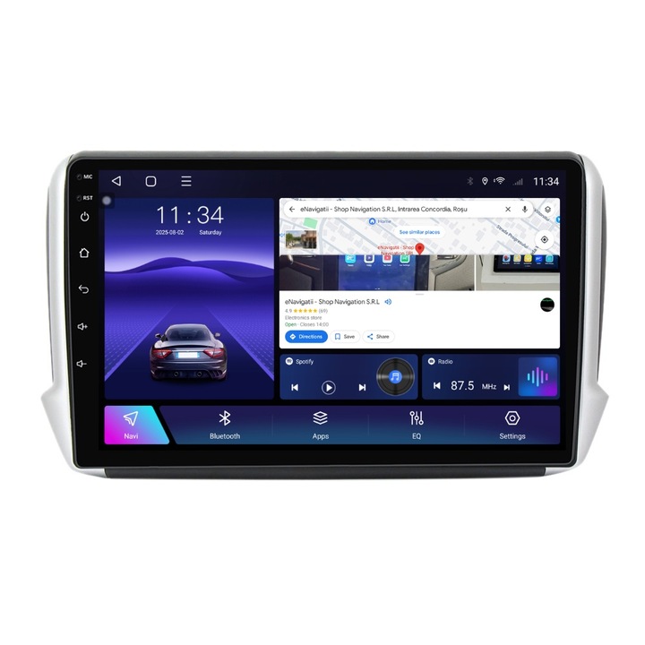 Navigatie Peugeot 2008 I (2013-2019) cu Android, 8GB RAM, 128GB ROM, Ecran QLED 10" Touchscreen, CarPlay Wireless, DSP Pro
