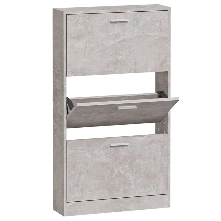 Pantofar, gri beton, 59x17x108 cm, lemn compozit