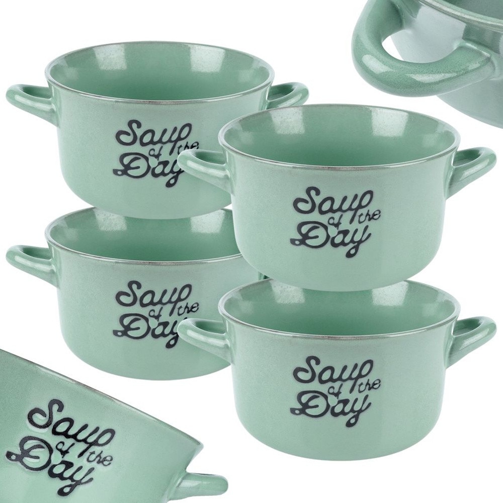 Siaki Collection Set de 4 boluri de ceramică Verde 17x13.5x7.5cm, 600 ml