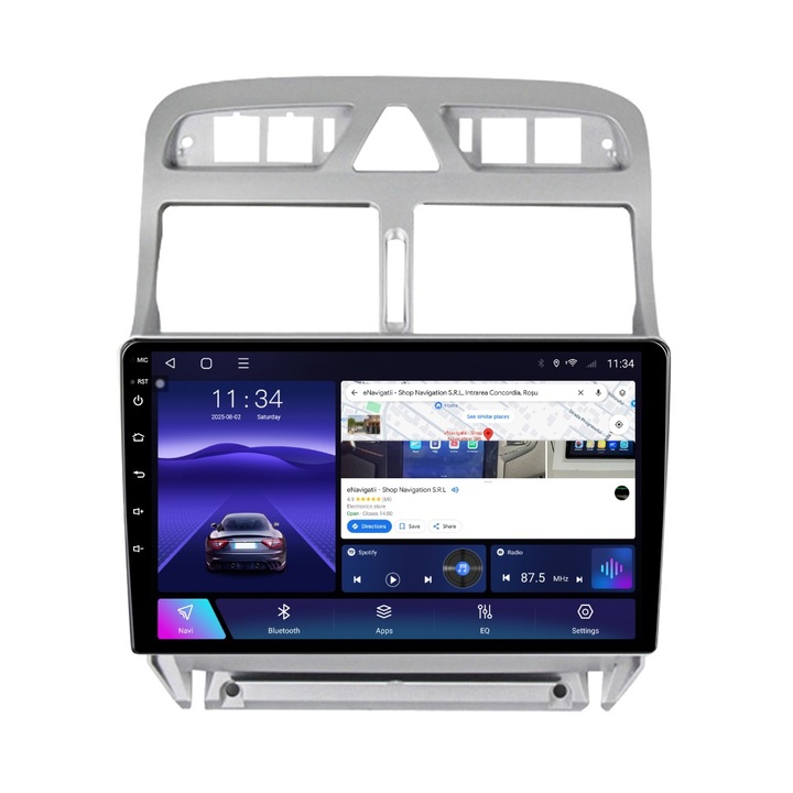 Navigatie Peugeot 307 (2000-2013) cu Android, 8GB RAM, 128GB ROM, Ecran QLED 9" Touchscreen, CarPlay Wireless, DSP Pro