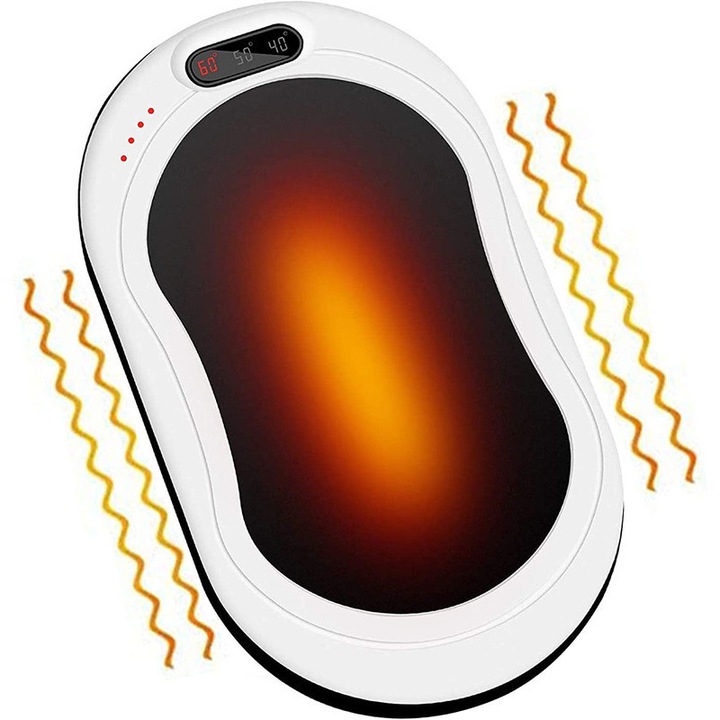 Електрически нагревател за ръце, 6000mAh преносим черен/бял 10x6x2cm