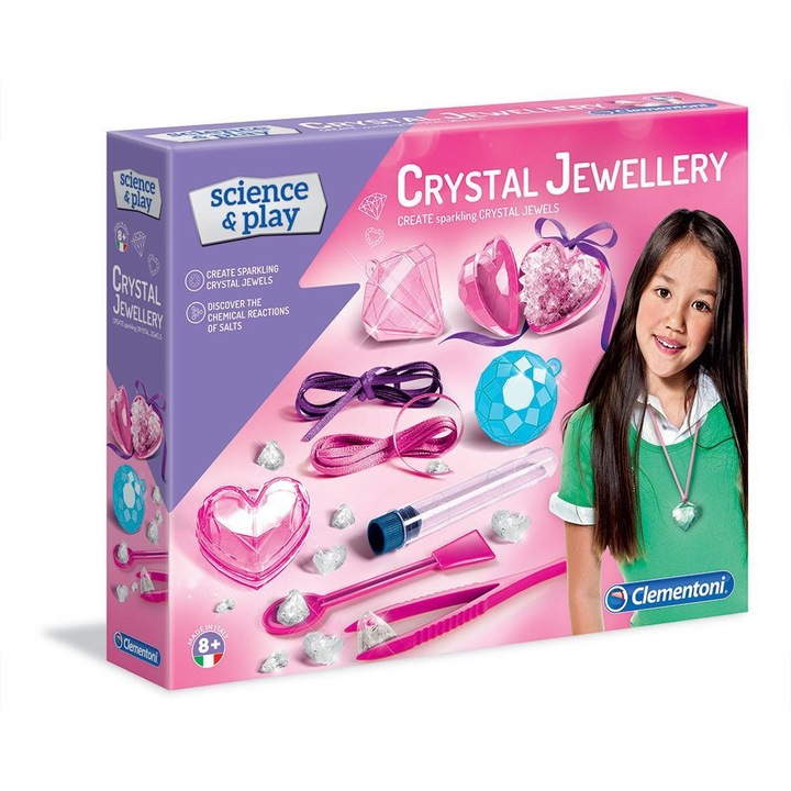 Oktató játék, Clementoni, Készíts magadnak kristály ékszert, műanyag, kreativitás