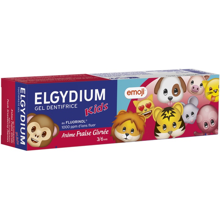 Паста за зъби за деца Elgydium Junior Emoji с ягоди, 3-6 години, 50 мл