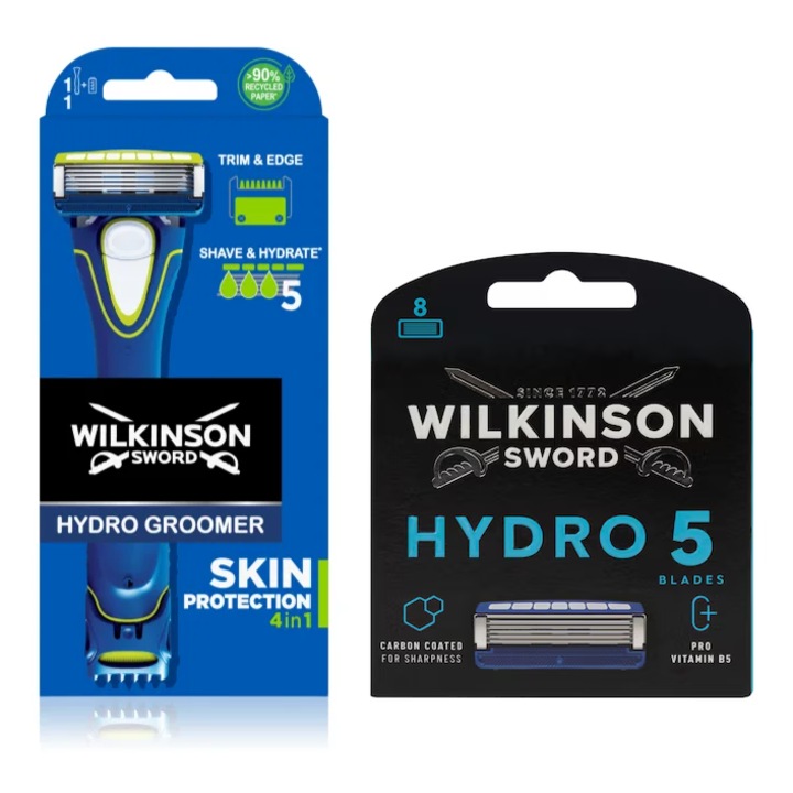 Комплект машинки за подстригване и самобръсначка Wilkinson Hydro5 4 в 1 + 9 резервни части