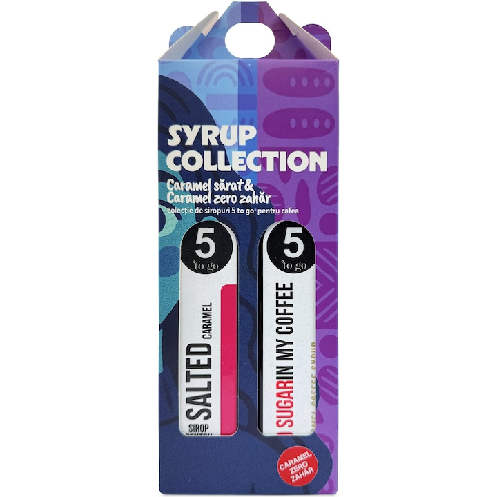 Sirop 5 to GO Collection Duo, Caramel Sarat si Caramel No Sugar, 2x250ml