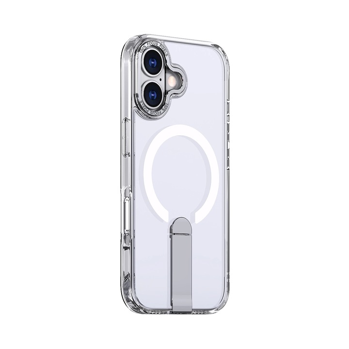 Carcasa Hybrid Armor X cu MagSafe si suport compatibila cu iPhone 17, Clear