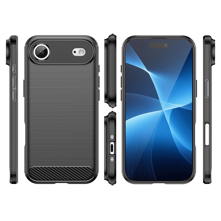 Carcasa Carbon Case compatibila cu iPhone 17 Air, Negru