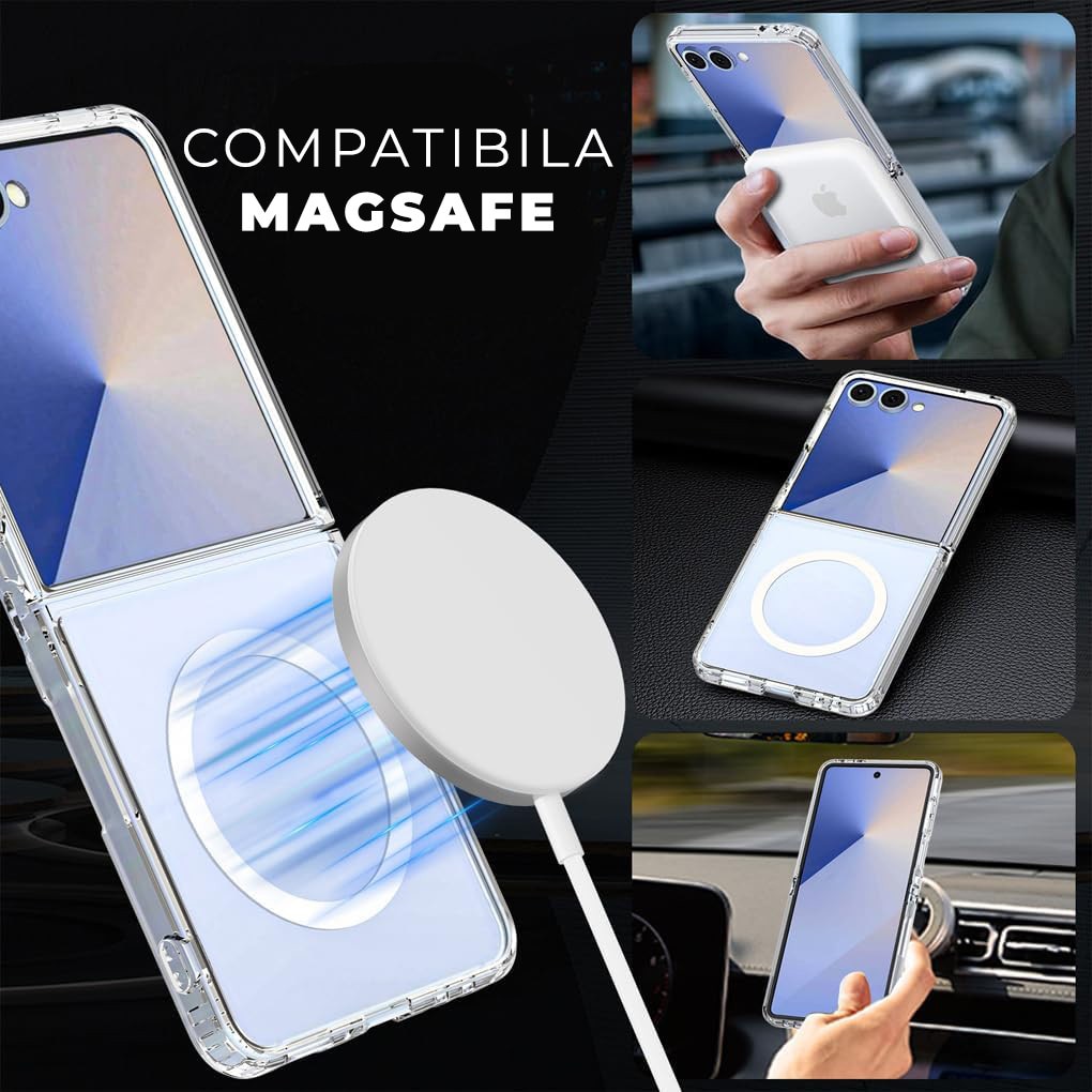 Husa Samsung Galaxy Z Flip 7, DaDen®, Compatibila cu MagSafe, ShockProof, Protectie Camera, Incarcare Wireless, Antisoc, Protectie Superioara, Transparenta