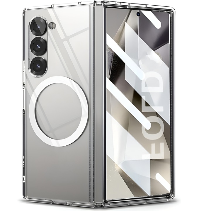 Калъф за Samsung Galaxy Z Fold 7 DaDen®, Съвместим с MagSafe, Удароустойчив, Защита на камерата, Безжично зареждане, Антишок, Превъзходна защита, Прозрачен