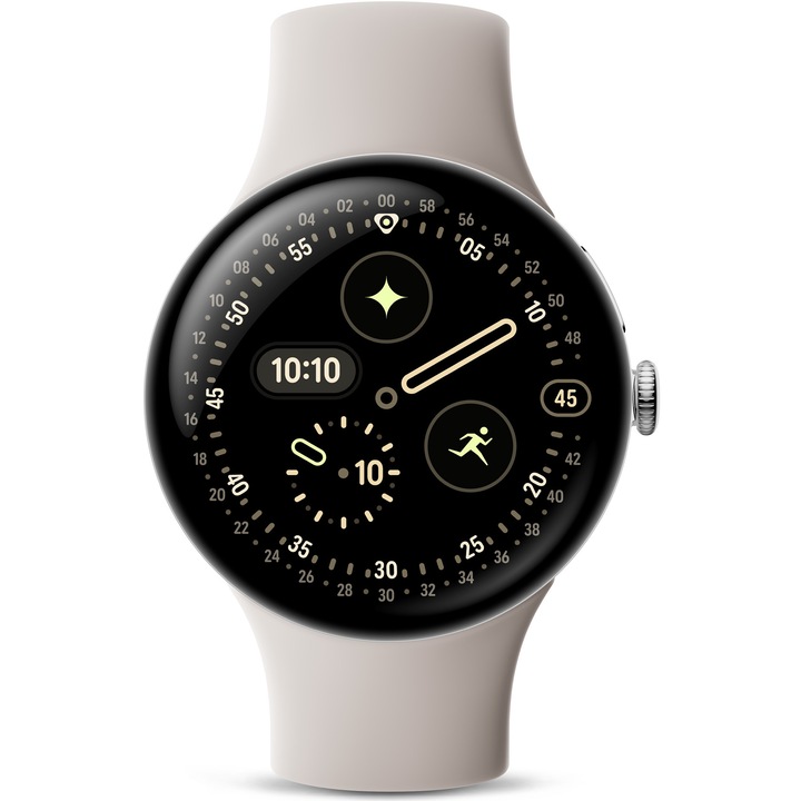 Google Pixel Watch 4 okosóra, 45 mm, Porcelán/ezüst
