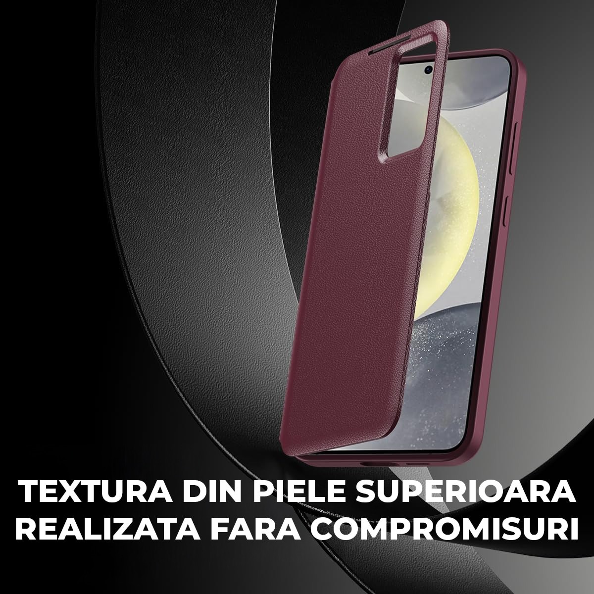 Husa pentru Samsung Galaxy A56 FlipSmart DaDen®, Functie Smart View, Suport carduri, Calitate Premium, Piele ecologica, Visiniu