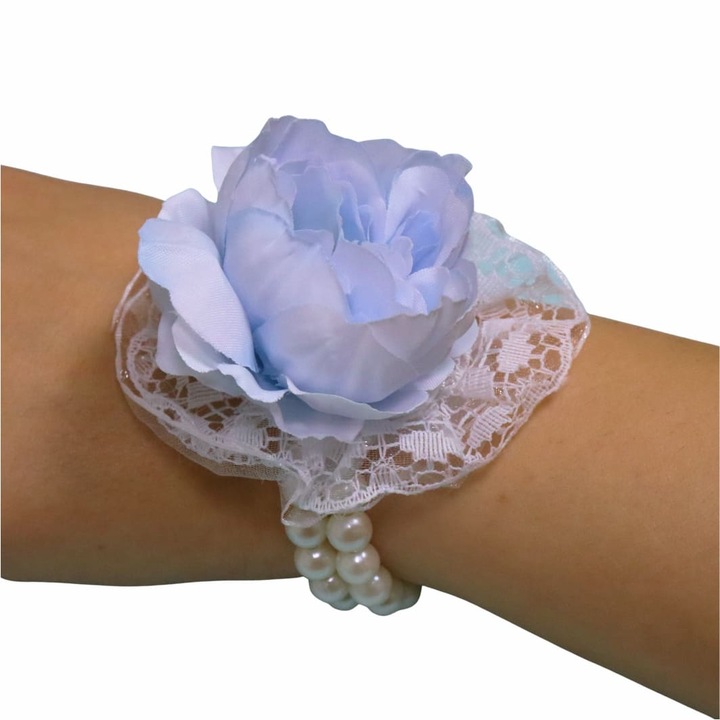Bratara Florala, Cocard, Corsaj, Nunta, Domnisoara de onoare, Albastru, BD007