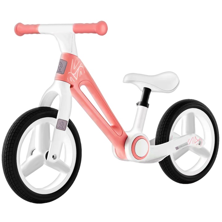 Gyermek futóbicikli, 2-6 éves korig, összecsukható, állítható magasságú nyereg, 30 cm-es kerekek, rózsaszín-fehér, CLD-CareLoveDevotion