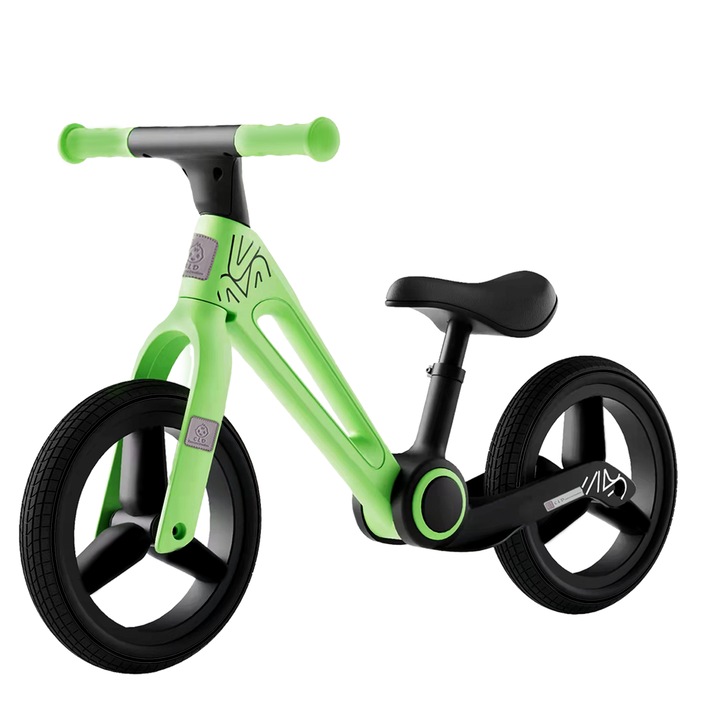 CLD-CareLoveDevotion gyermek futóbicikli, 2-6 éves korig, összecsukható, állítható magasságú ülés, 30 cm-es kerekek, zöld-fekete
