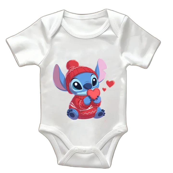 Body bebeluși alb, bumbac, mânecă scurt - 467945, Alb, One Size INTL