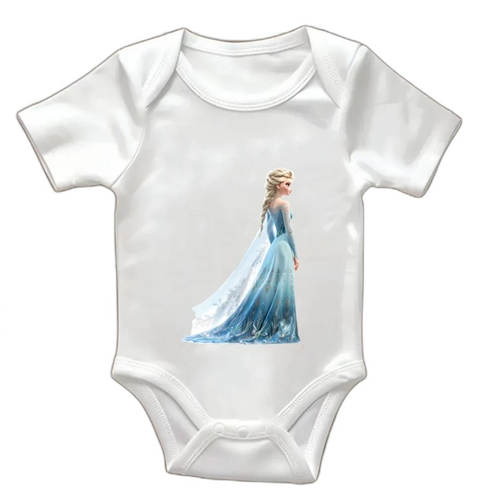 Body bebeluși alb cu mânecă scurtă, bumbac, 1-3 luni