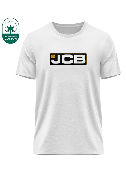 Férfi póló Jcb 34.86, rövid ujjú, fehér