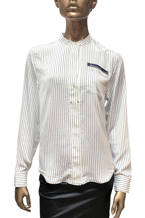 Camasa de dama G-Star RAW PERLITE 1/2 Placket BF Shirt 7542280 16113-46, Crepe usor cu dungi late AO, S, Alb/Bleumarin