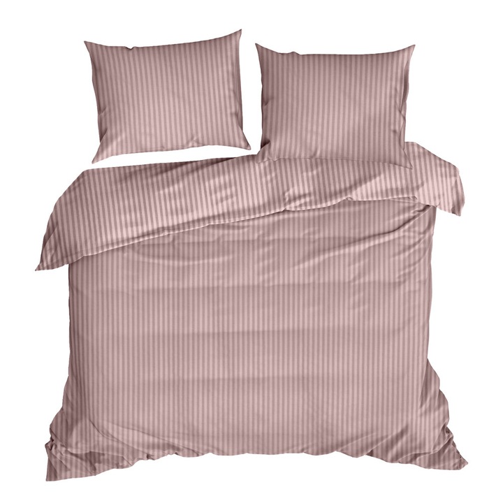 Lenjerie de pat Eurofirany 160x200 roz cu dungi verticale