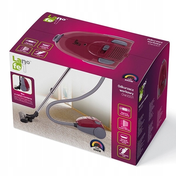 Aspirator cu sac Lafe OWJ001, 800W, 5 saci, rosu, 6,3m raza de actiune