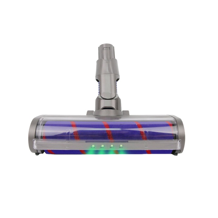 Perie aspirator, compatibila cu Dyson V6, gri, cu LED verde, 25x9.8x16cm