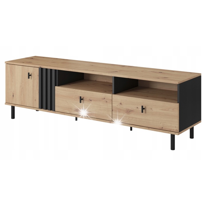 RTV Laski Madis komód 165x40x50 cm, dab artisan/antracit, szett