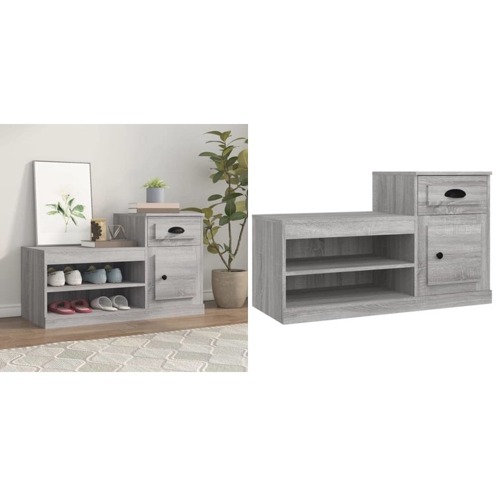Pantofar, gri sonoma, 100x42x60 cm, lemn prelucrat