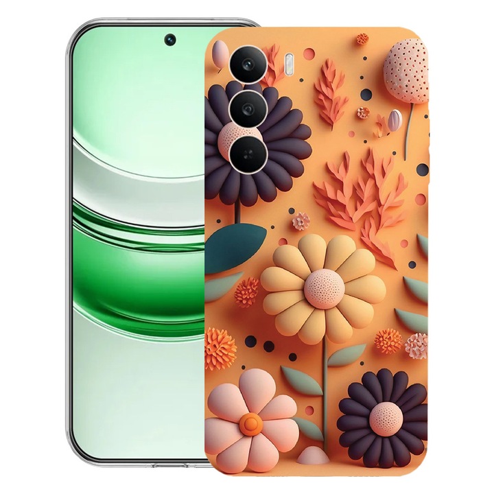 BestCase® Husa Clear Silicon pentru Realme C71, Happy Flowers, 2041144 T 1149