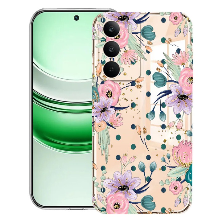 BestCase® Husa Clear Silicon pentru Realme C71, Flowers Collection, 2041144 T 495