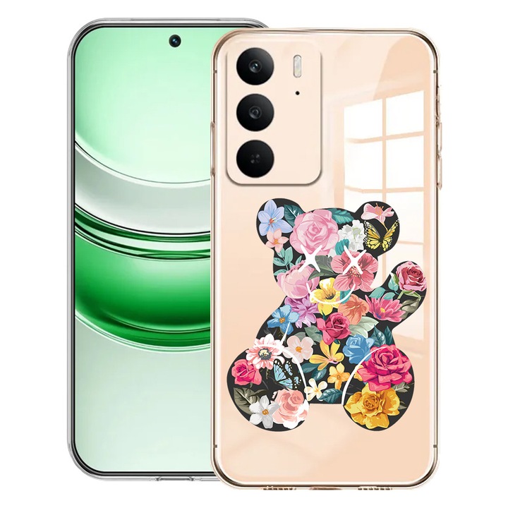 BestCase® Husa Clear Silicon pentru Realme C71, Teddy Bear Color Flower, 2041144 T 1550