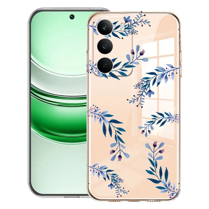 BestCase® Husa Clear Silicon pentru Realme C71, Blue Flowers, 2041144 T 116