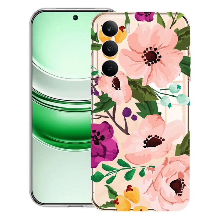BestCase® Husa Clear Silicon pentru Realme C71, Pastel Flowers, 2041144 T 629