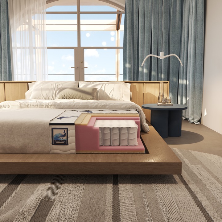 Saltea ortopedica Ocean`s Dream 100 cm * 190 cm * 30 cm, structura cu arcuri individuale pocket si spuma poliuretanica, fata vara-iarna, fermitate medie GELADI